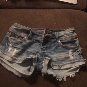 Ripped jean shorts